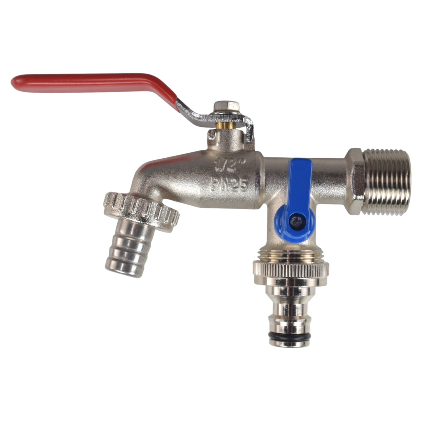 Double Lever Tap Kit with Barb/Quick Connect Outlet, 1/2" and 3/4" BSP Thread Inlet