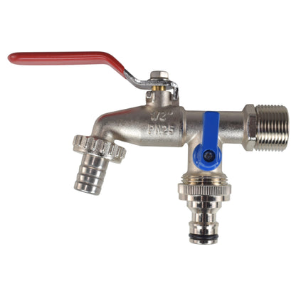 Double Lever Tap Kit with Barb/Quick Connect Outlet, 1/2" and 3/4" BSP Thread Inlet