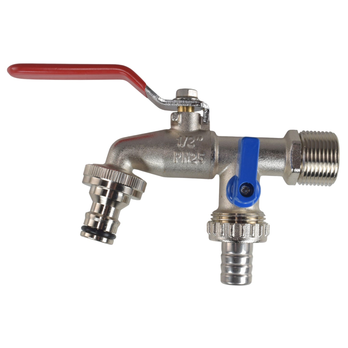 Double Lever Tap Kit with Barb/Quick Connect Outlet, 1/2" and 3/4" BSP Thread Inlet