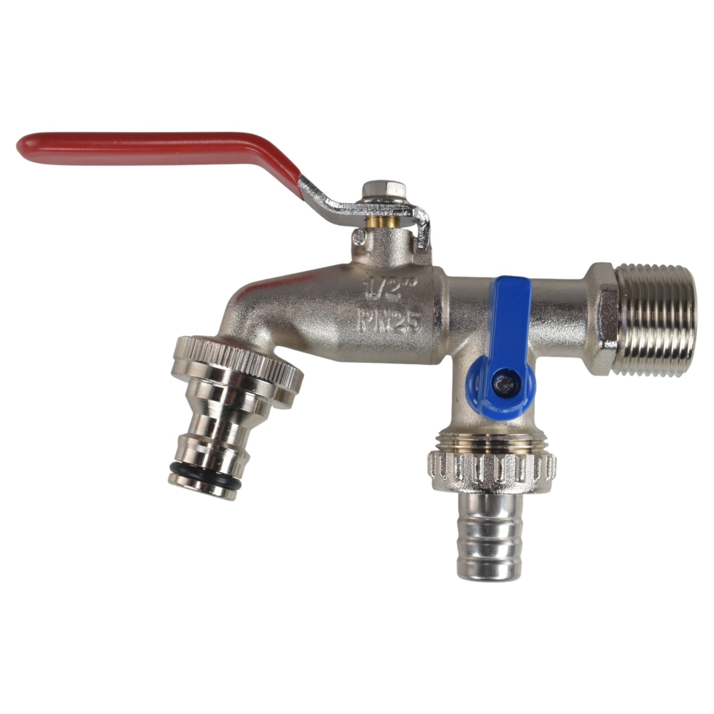 Double Lever Tap Kit with Barb/Quick Connect Outlet, 1/2" and 3/4" BSP Thread Inlet