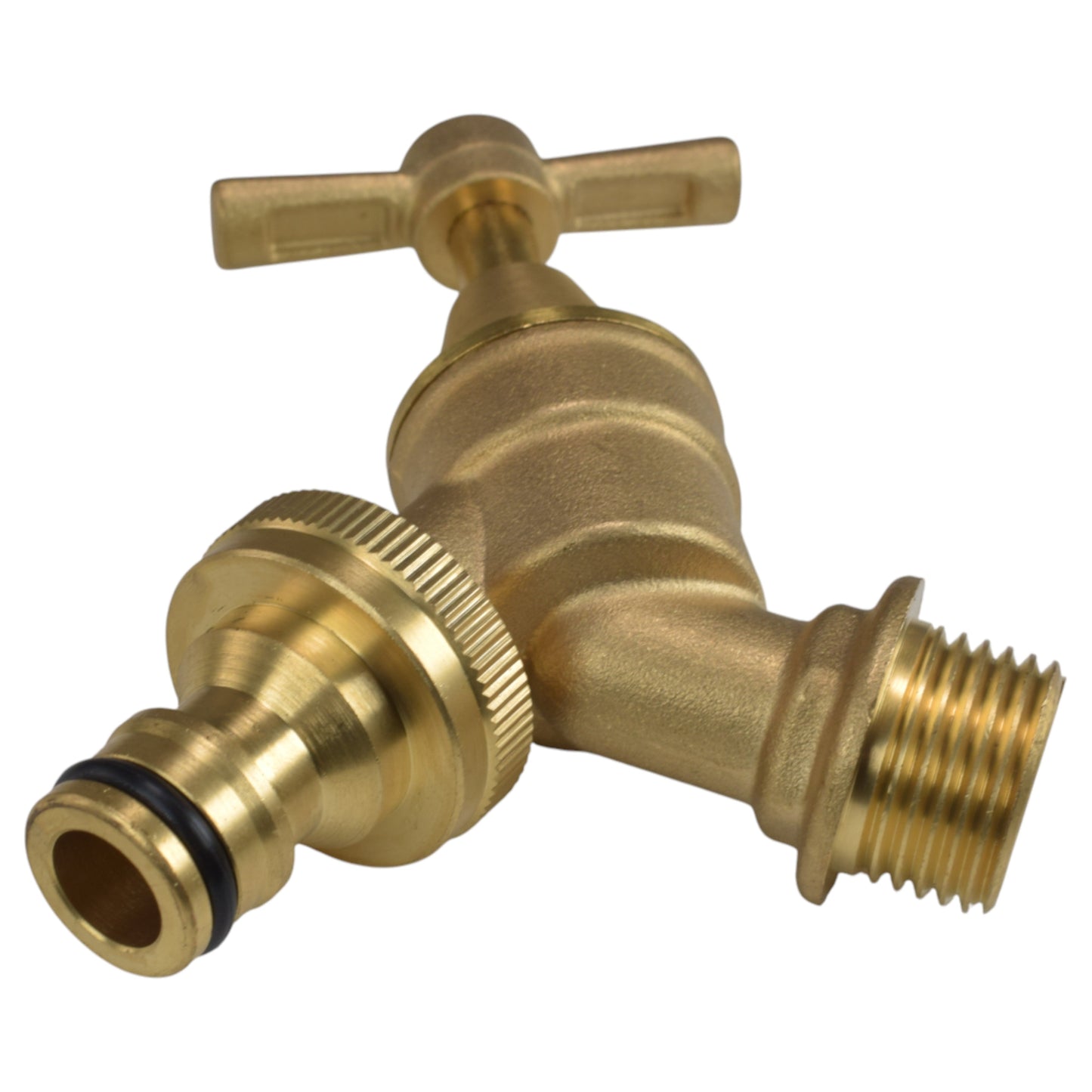 Brass Bib Tap Kit with Barb/Quick Connect Outlet, 1/2" and 3/4" BSP Thread Inlet