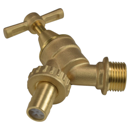 Brass Bib Tap Kit with Barb/Quick Connect Outlet, 1/2" and 3/4" BSP Thread Inlet