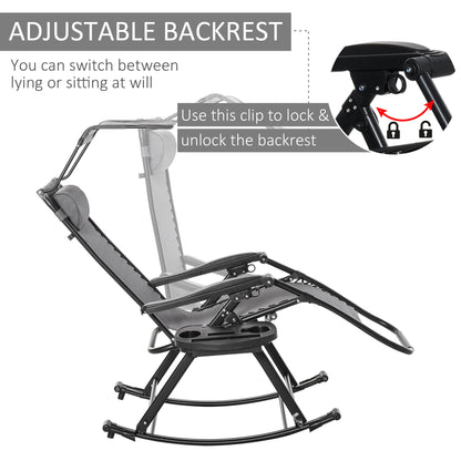 Folding Recliner Chair Outdoor Lounge Rocker Zero-Gravity Seat w/ Adjustable