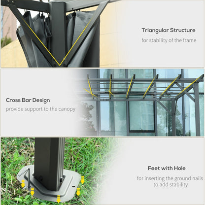 3.6 x 3M Outdoor Pergola with Retractable Roof and Curtains