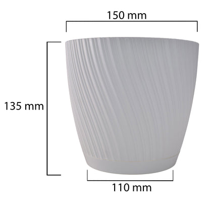 Mika Pot with Saucer 150mm White