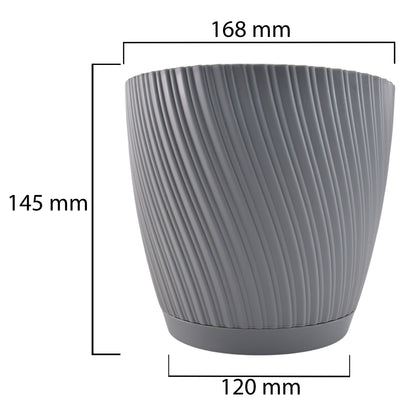 Mika Pot with Saucer 170mm Platinum