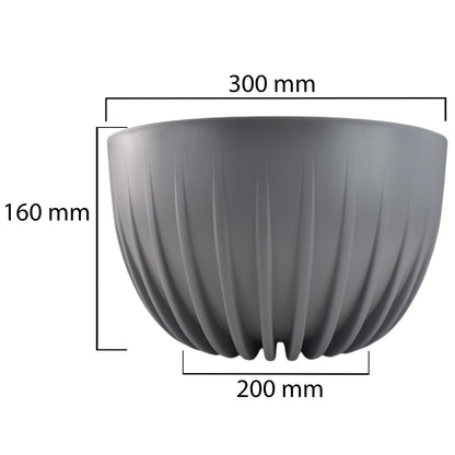 Mira Bowl Pot, Insert and Hole with Plug 300mm Gray