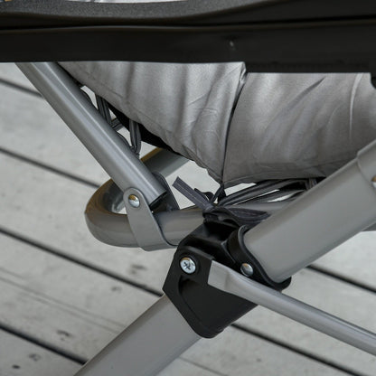 2-Piece Reclining Zero Gravity Chair Metal Frame Folding Garden Sun Lounger with Cushion Headrest Light Grey