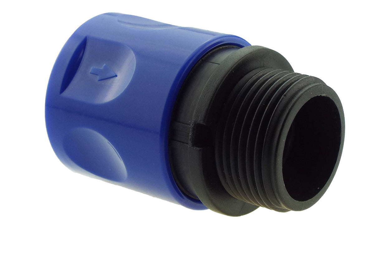 IBC 2” S60X6 Cap with ¾” BSP Threaded Hose Connector Blue and Double Male