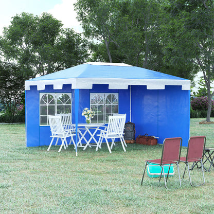 3 x 4 m Garden Gazebo Marquee Party Tent with 2 Sidewalls for Patio Yard Outdoor - Blue
