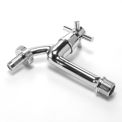 Wall Flange Kit 20mm MDPE - Extended Brass Chrome Tap 1/2" Barb