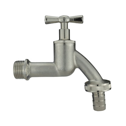 Wall Flange Kit 20mm MDPE + Bib Nickle Tap 1/2" Barb
