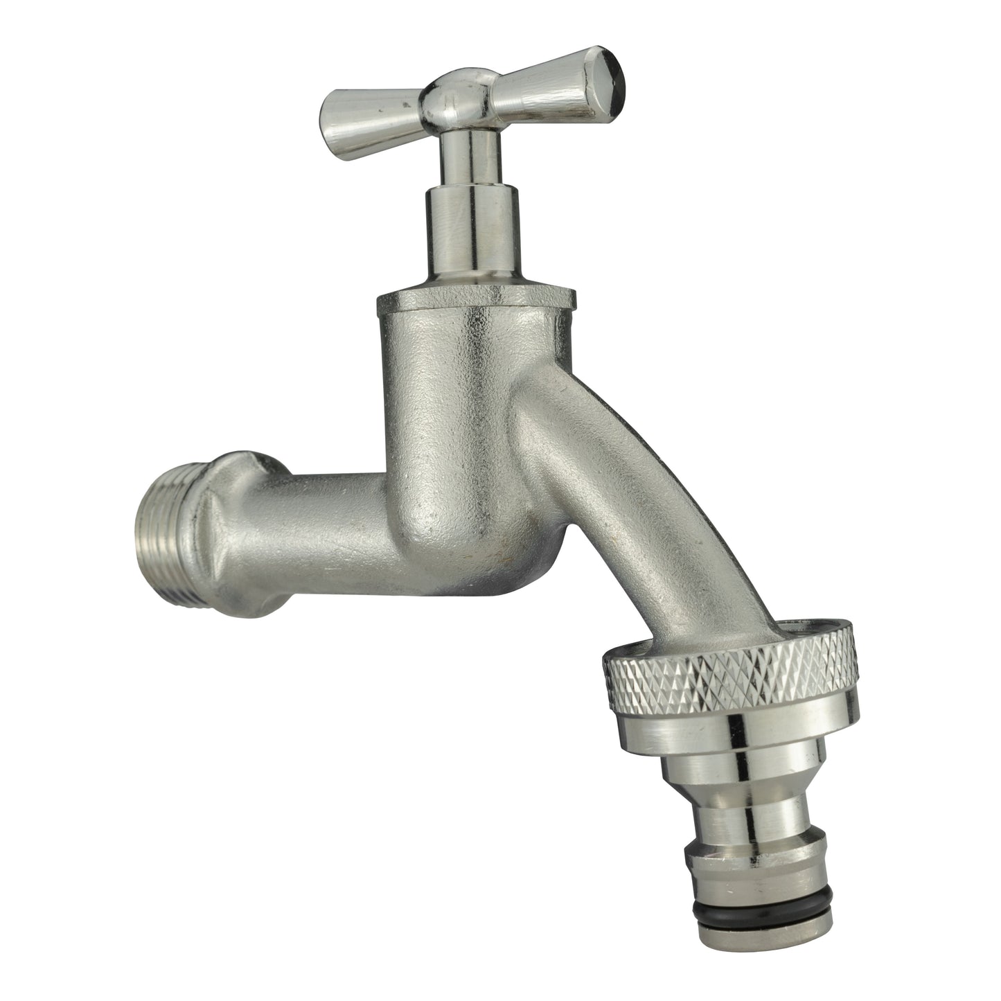 Wall Flange Kit 20mm MDPE + Bib Nickle Tap & Snap On