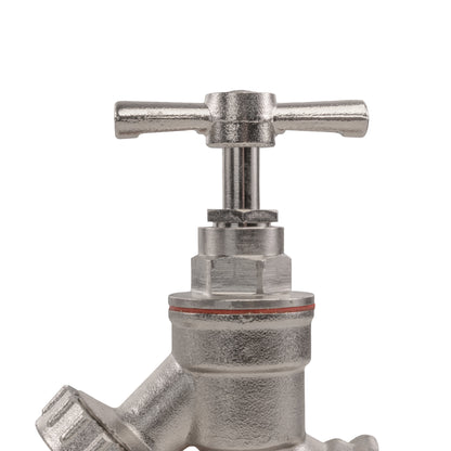 Garden Bib Tap Brass Nickle Plated 1/2" BSPM Inlet + Snap-On Male