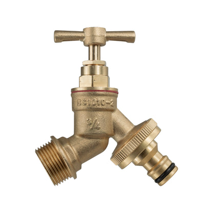 Garden Bib Brass 3/4" BSPM Inlet + Snap-On Male
