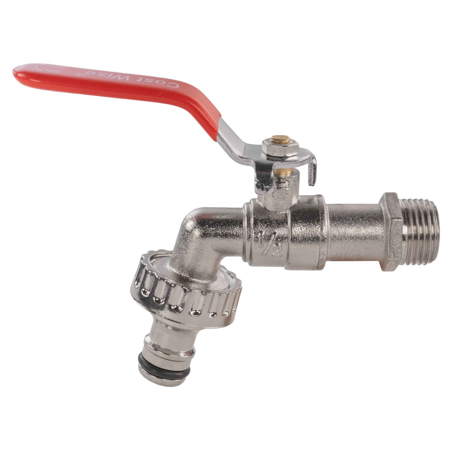 Garden Lever Tap - 1/2 BSPM Inlet - Snap On Male - Zinc Nickle Plated