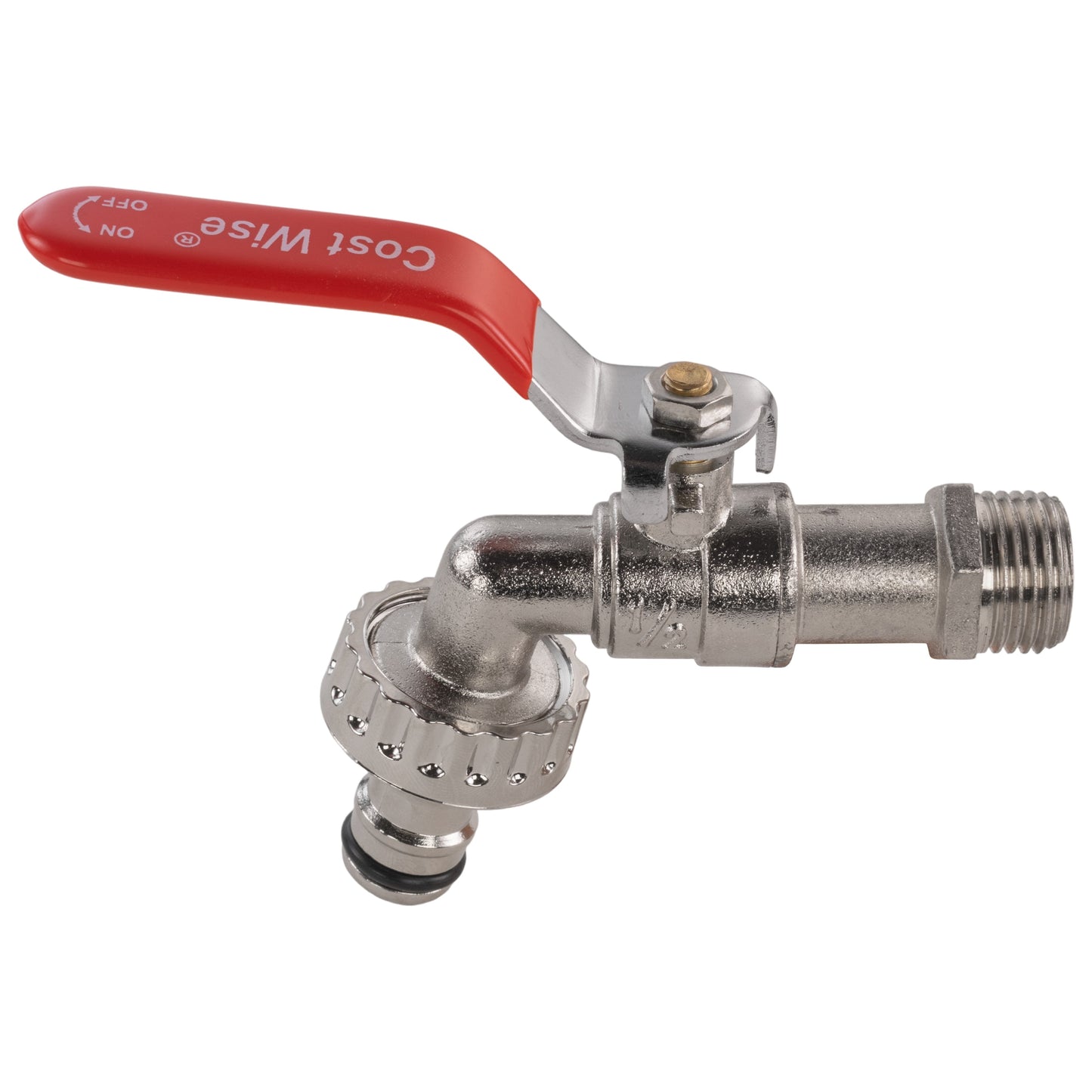 Garden Lever Tap - 1/2 BSPM Inlet - Snap On Male - Zinc Nickle Plated