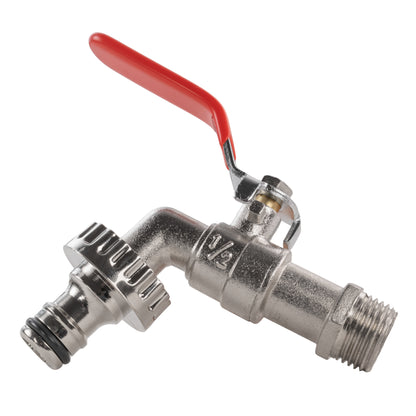 Garden Lever Tap - 3/4 BSPM Inlet - Snap On Male - Zinc Nickle Plated