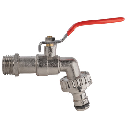 Garden Lever Tap - 3/4 BSPM Inlet - Snap On Male - Zinc Nickle Plated