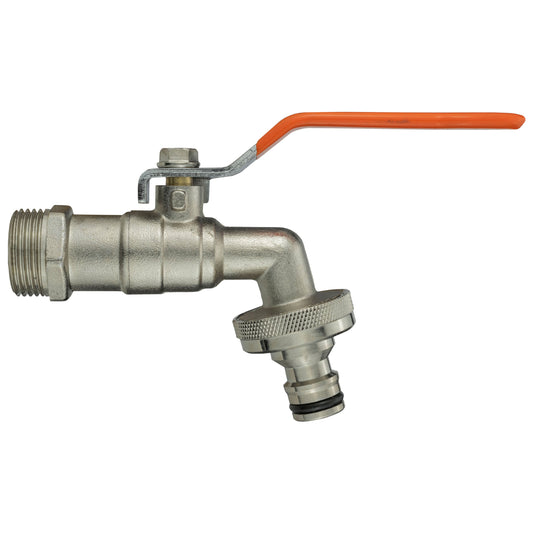 Garden Lever Tap Brass Nickle Plated 1/2" BSPM Inlet with Snap-On Bradas