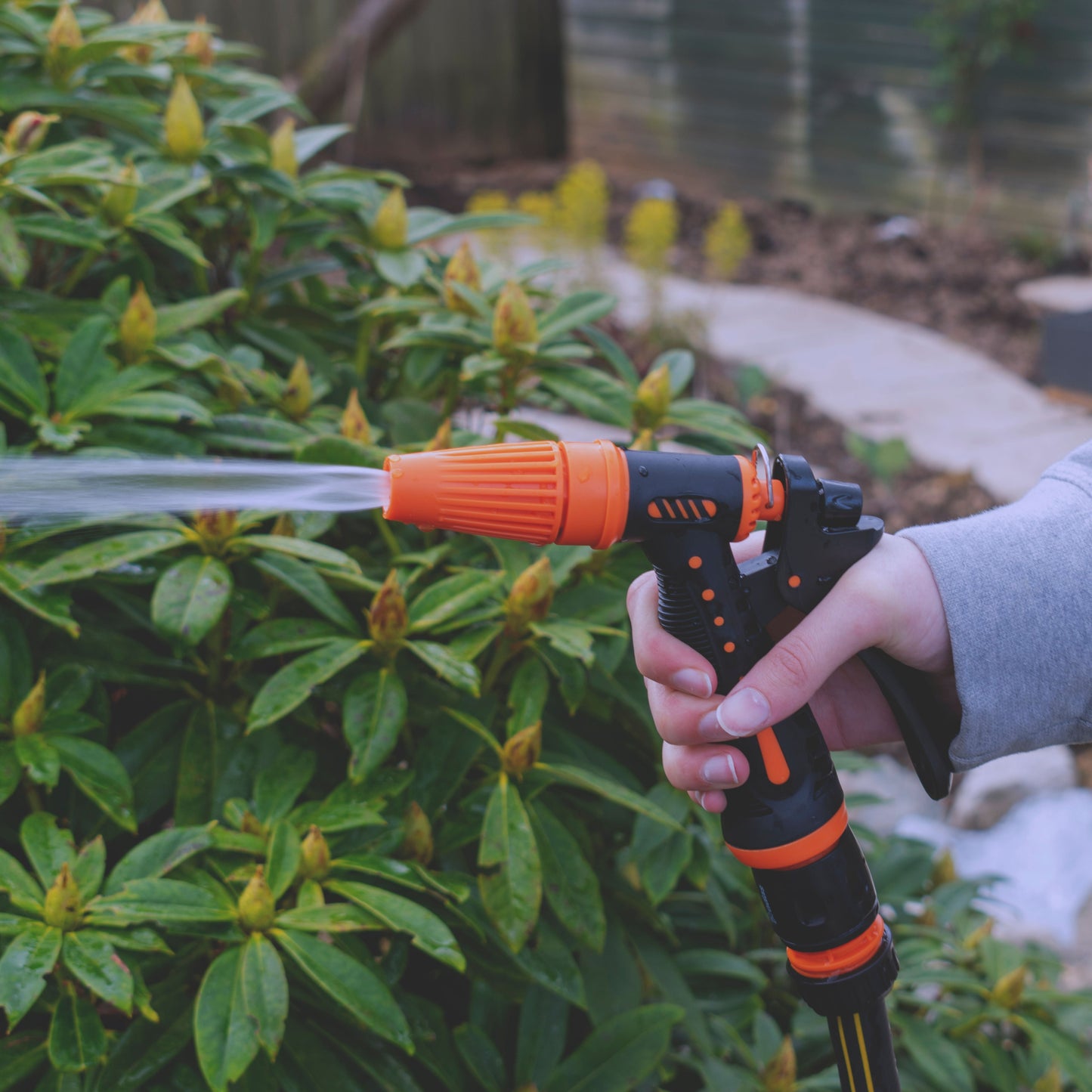 Hose Gun Water Sprayer Adjustable Black Orange