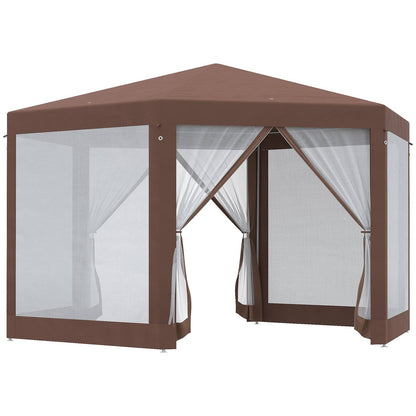 Hexagonal Garden Gazebo 3.4M Patio Party Outdoor Canopy Tent Sun Shelter with Mosquito Netting and Zipped Door