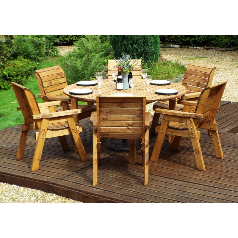Charles Taylor 6 Seat Circular Table & Chairs Scandinavian Redwood Garden Furniture