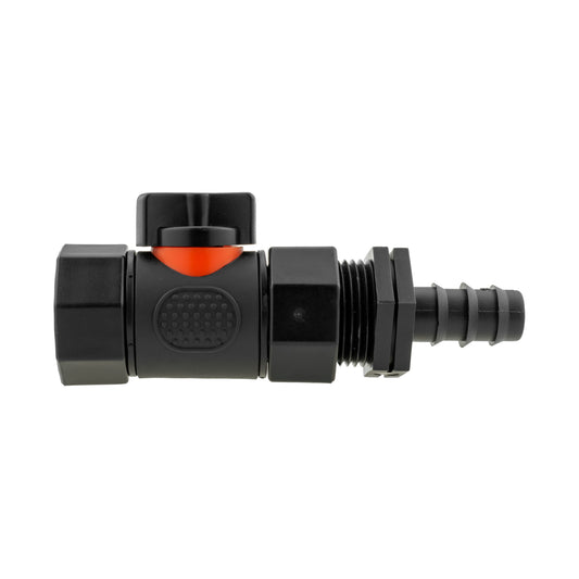 16mm Barbed Straight with In-Line BSPF Threaded Valve