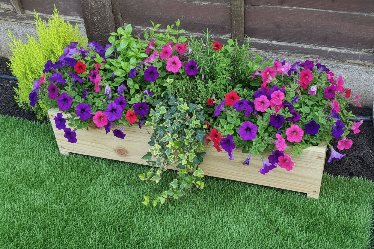 Rustic wooden garden planters 22cm wide