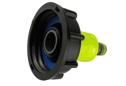 IBC 2” S60X6 Cap with ¾” BSP Threaded Hose Connector and Double Male Lime