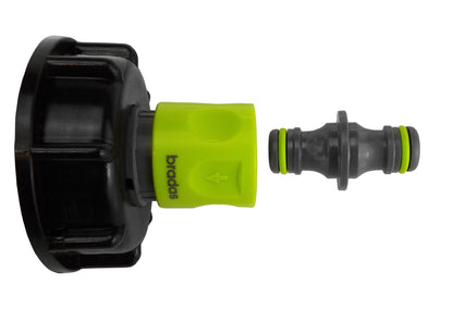 IBC 2” S60X6 Cap with ¾” BSP Threaded Hose Connector and Double Male Lime