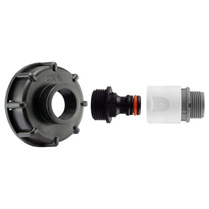 IBC 2” S60X6 Cap with Male Quick Connector and ¾” BSP Threaded Hose Connector