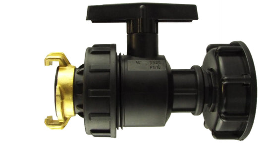 IBC 2” S60X6 Cap with Large Plastic Valve and Geka Type Fitting