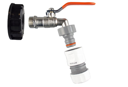 IBC 2” S60X6 Cap with Lever Tap and Max Flo Hose Connectors Set