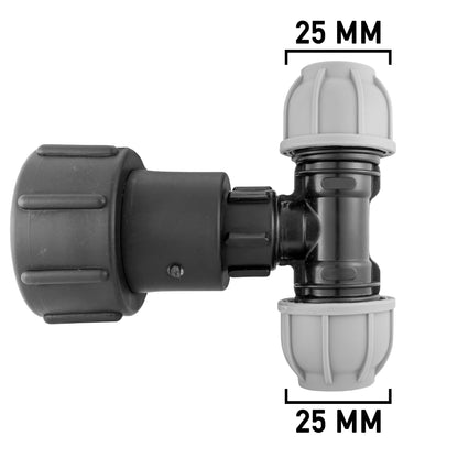 IBC 2” S60X6 – 1" BSPF Extender Adaptor with MDPE Tee 25mm