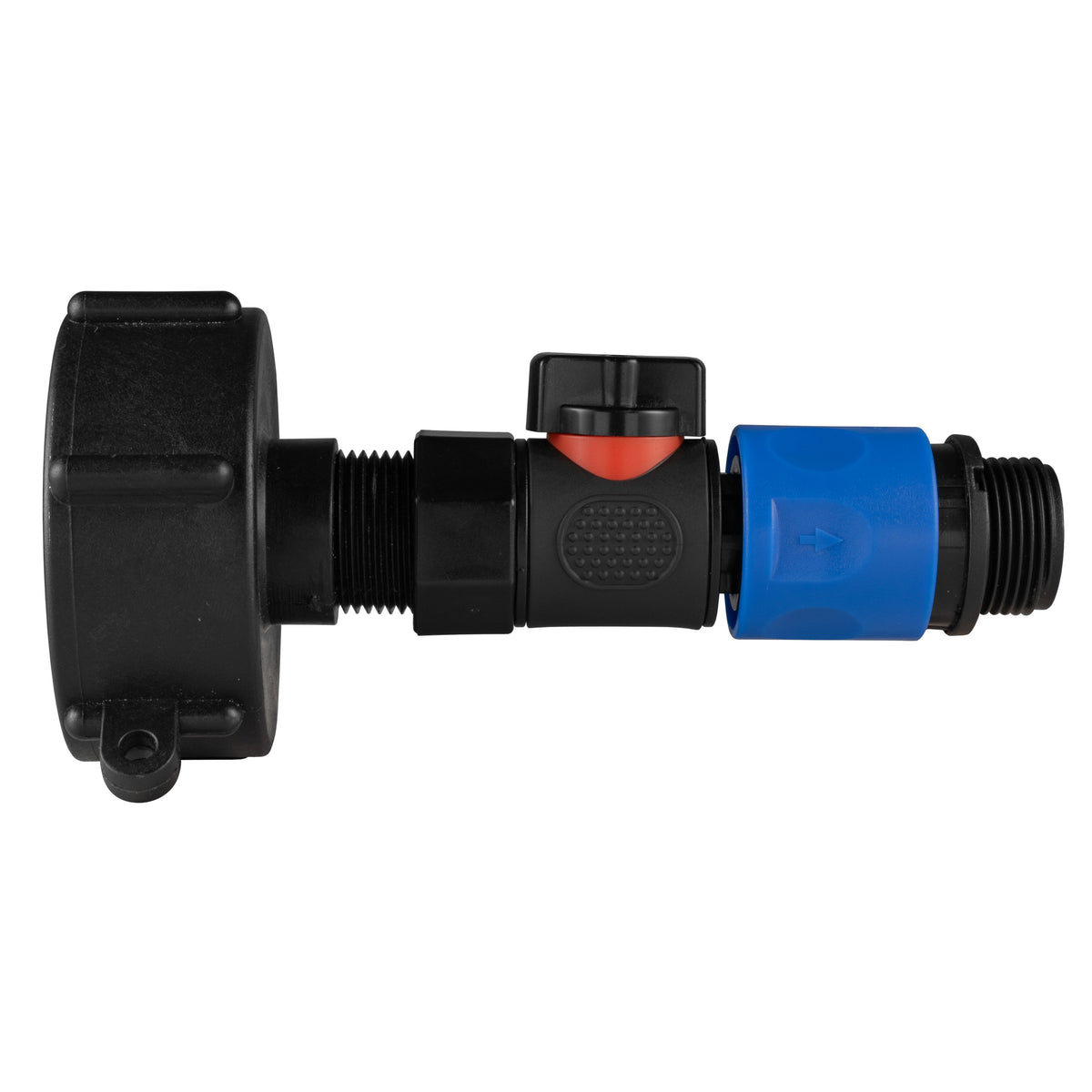 IBC 2” S60X6 Cap with BSPF Thread-Quick Connect Male Valve and Hose Connector 3/4" BSPM