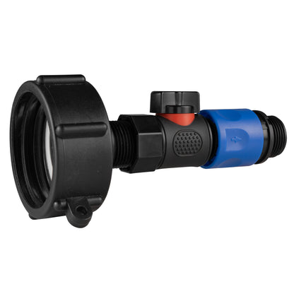 IBC 2” S60X6 Cap with BSPF Thread-Quick Connect Male Valve and Hose Connector 3/4" BSPM