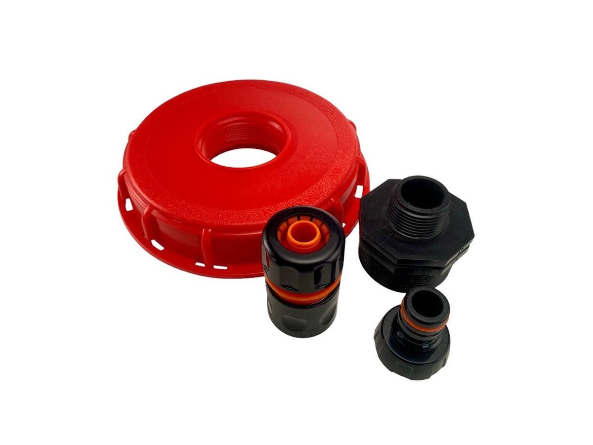 IBC 6-inch Cap Kit with 3/4” Hose Pipe Connector (Black)