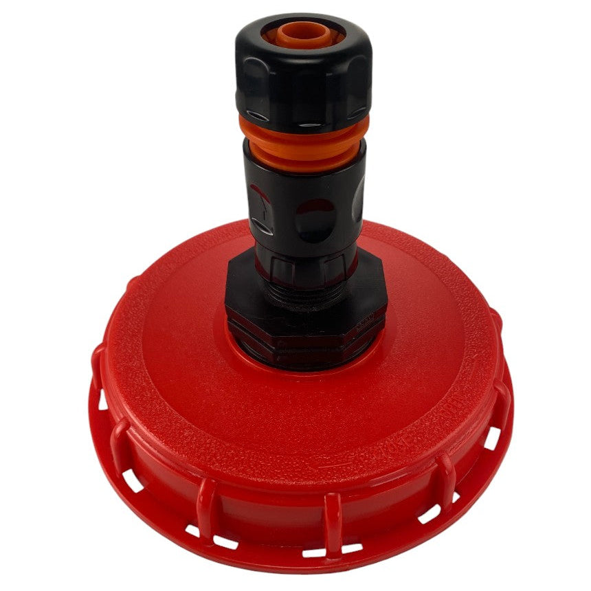 IBC 6-inch Cap Kit with 3/4” Hose Pipe Connector (Black)