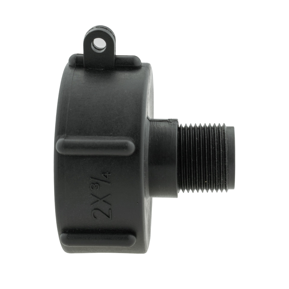 IBC 2” S60X6 Cap with BSPF Thread-Quick Connect Male Valve and Hose Connector Black Soft