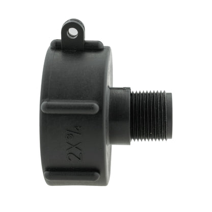 IBC 2” S60X6 Cap with BSP Female Lever Valve and Brass Compression Elbow ¾” BSP – 22mm