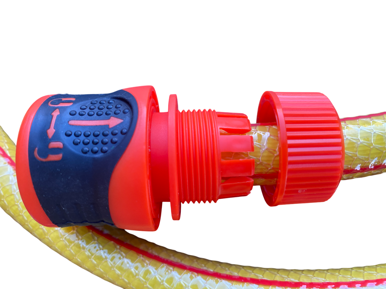 Premium Garden Hose Yellow with Orange Lock Connectors