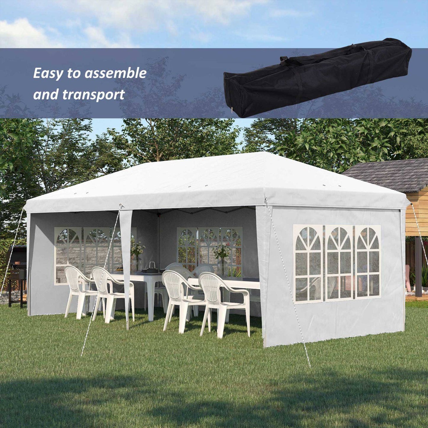 3 x 6m Half-Open Garden Gazebo