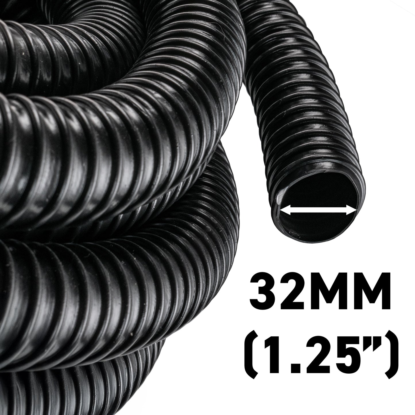 Corrugated Pipe 1.25" (32mm) with 2 x Double Wire Clips Set