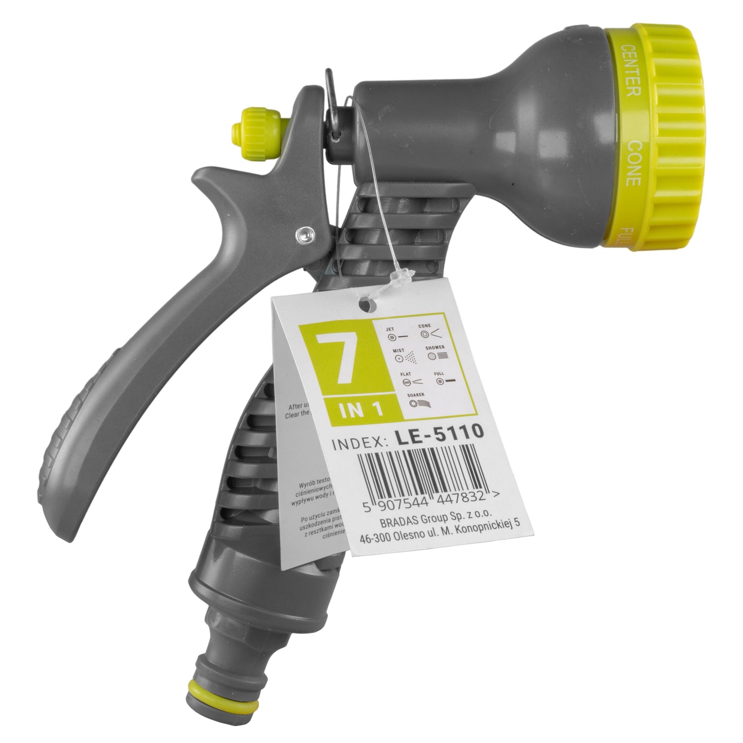 Hose Gun Water Sprayer 7-Pattern Adjustable, Lime