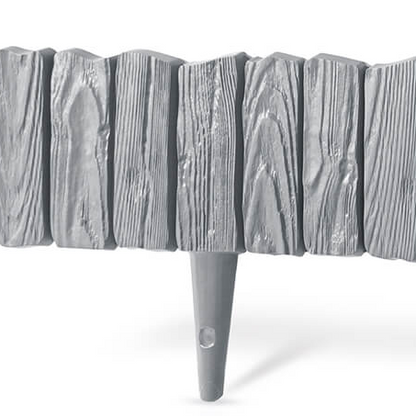 Lawn Edging, Plastic Palisade Wood Effect, 2.32m, Gray