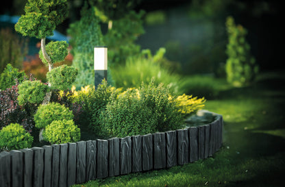 Lawn Edging, Plastic Palisade Wood Effect, 2.32m, Gray