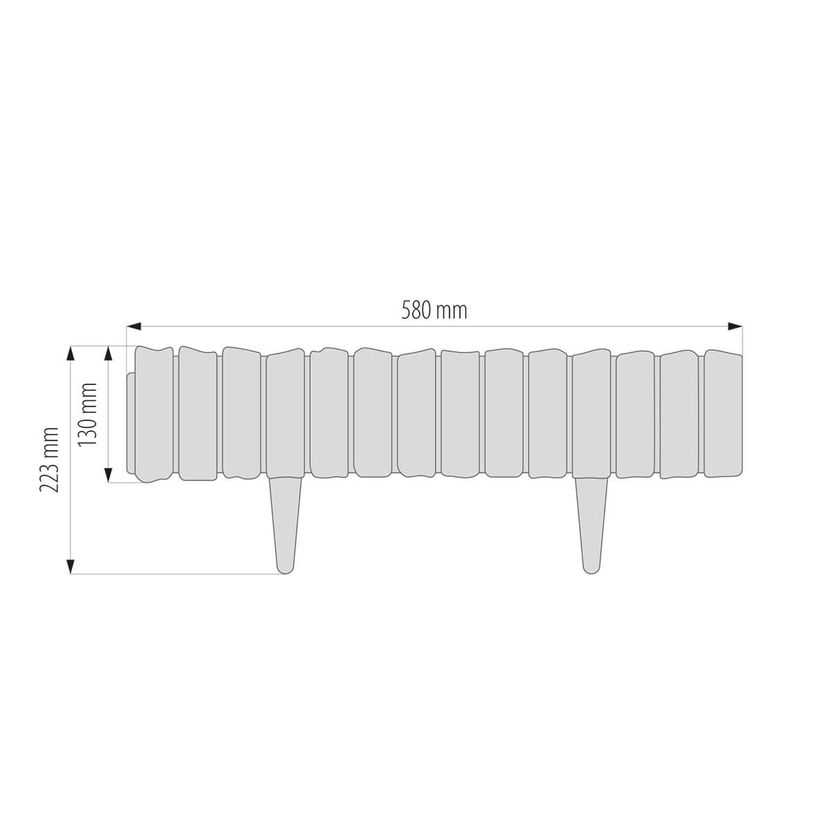 Lawn Edging, Plastic Palisade Wood Effect, 2.32m, Gray