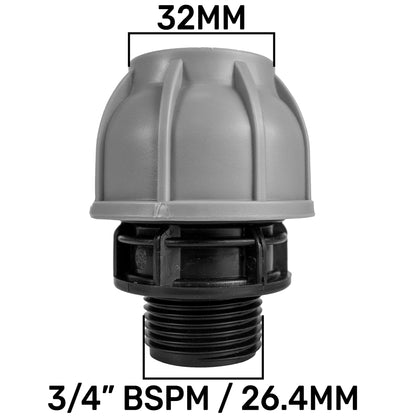 Tap Splitter with Valves and 32mm MDPE Straight Inlet/Outlet Kit
