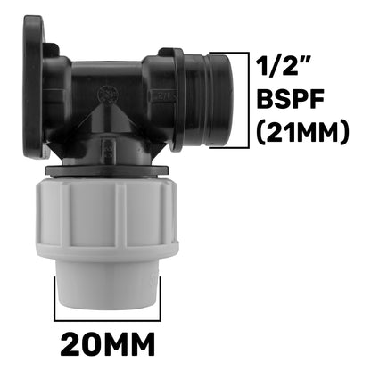 Wall Flange Kit 20mm MDPE - Brass Barb 1/2"